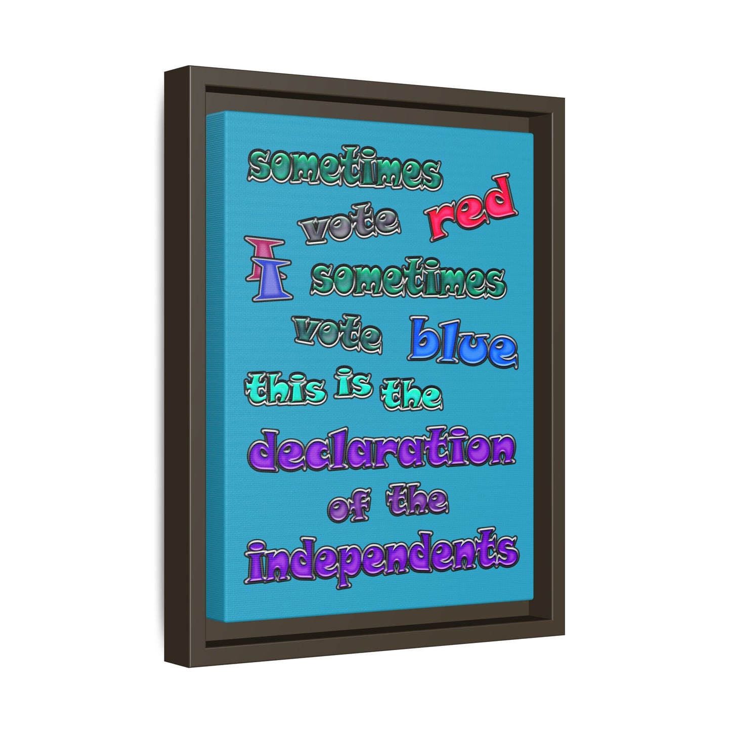 declaration of the independents - framed canvas art (turquoise)