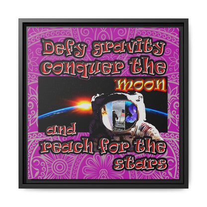 defy conquer reach - framed canvas art (pink swirl)