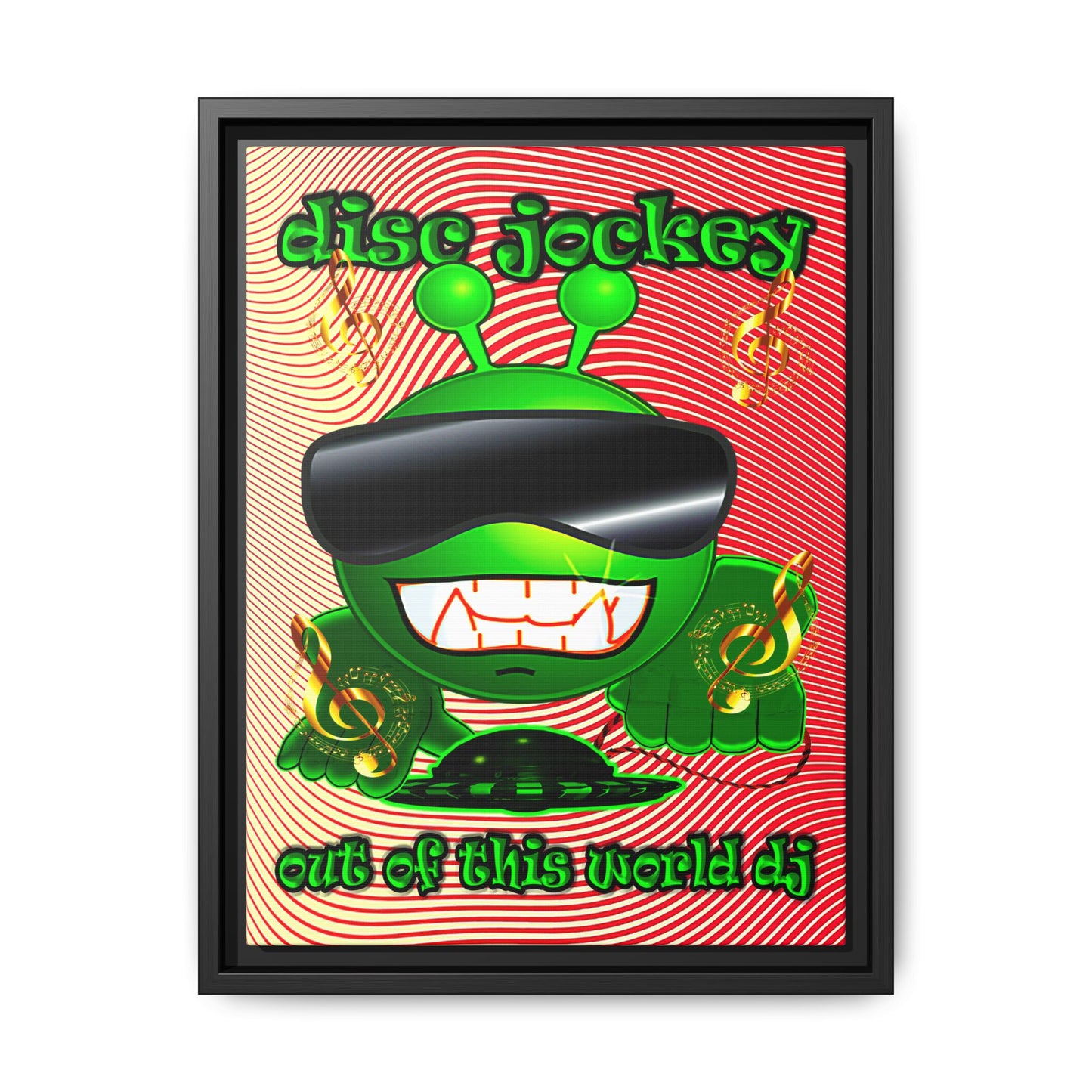 disc jockey - framed canvas art (yellow-orange wave)