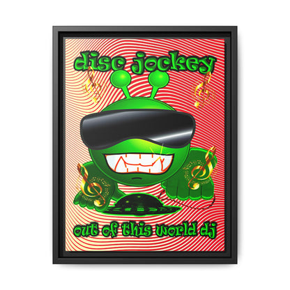 disc jockey - framed canvas art (yellow-orange wave)
