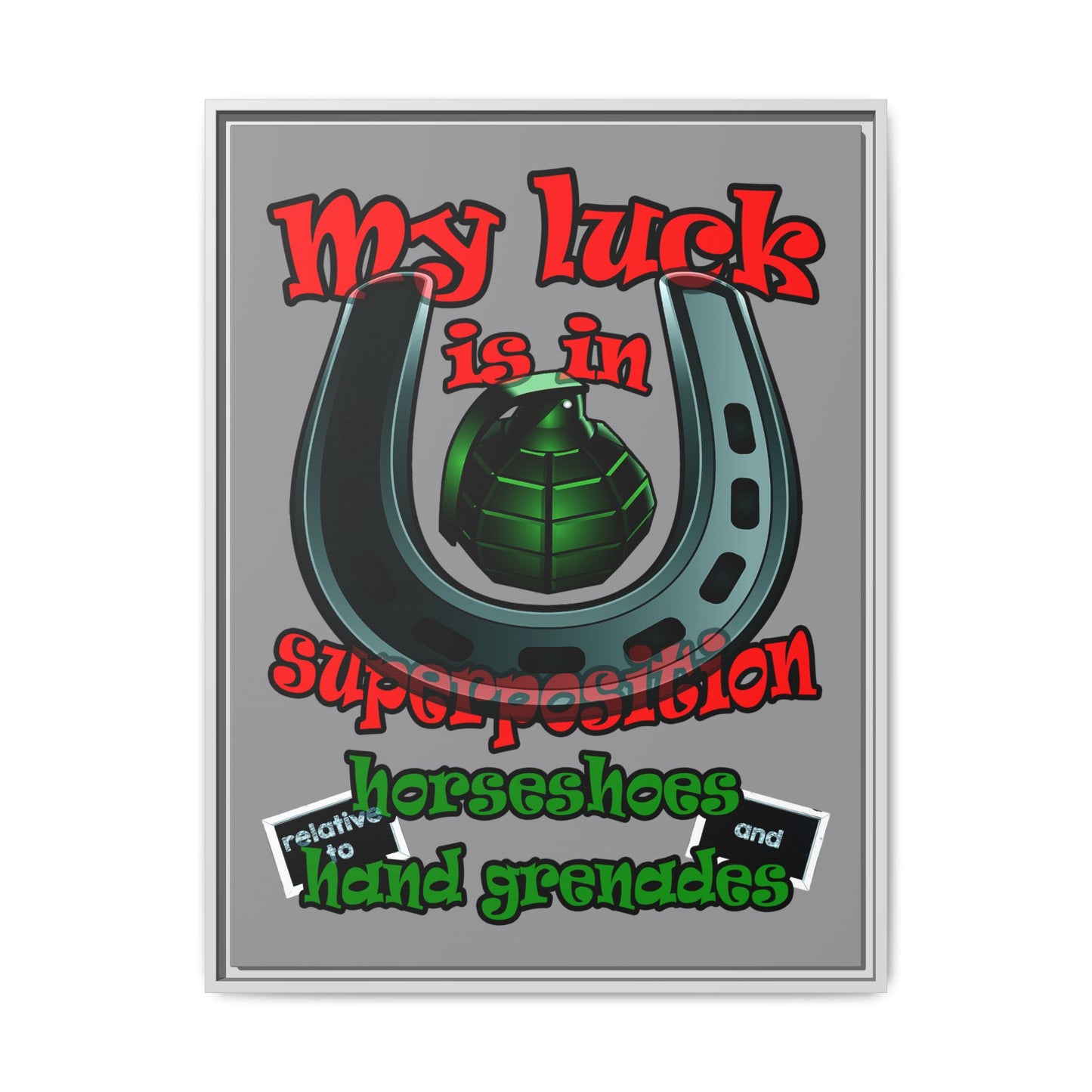 my luck - framed canvas art (grey)
