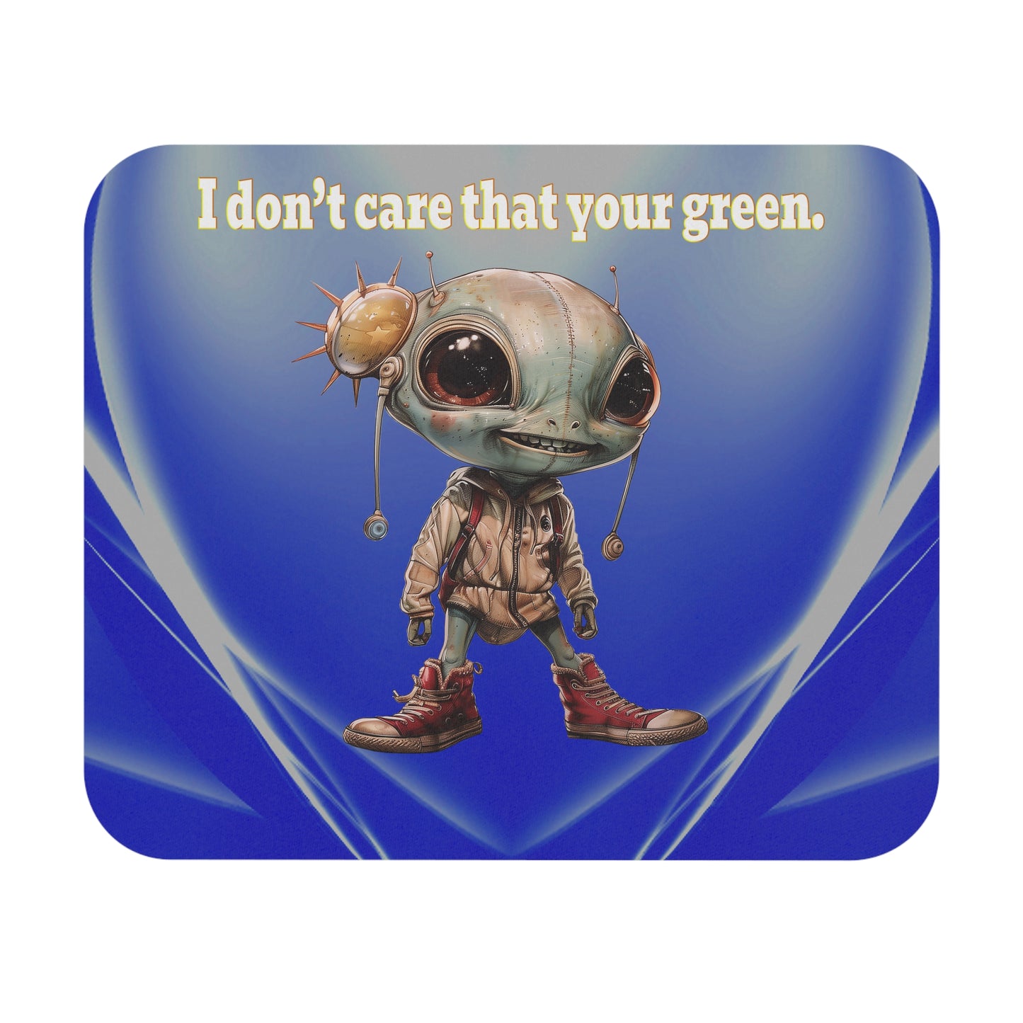 I don't care that your green - Mouse Pad (Rectangle) (blue-white wave)