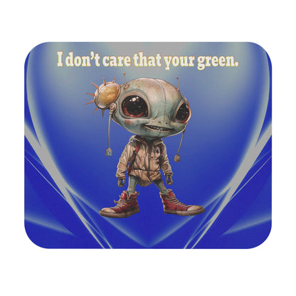 I don't care that your green - Mouse Pad (Rectangle) (blue-white wave)