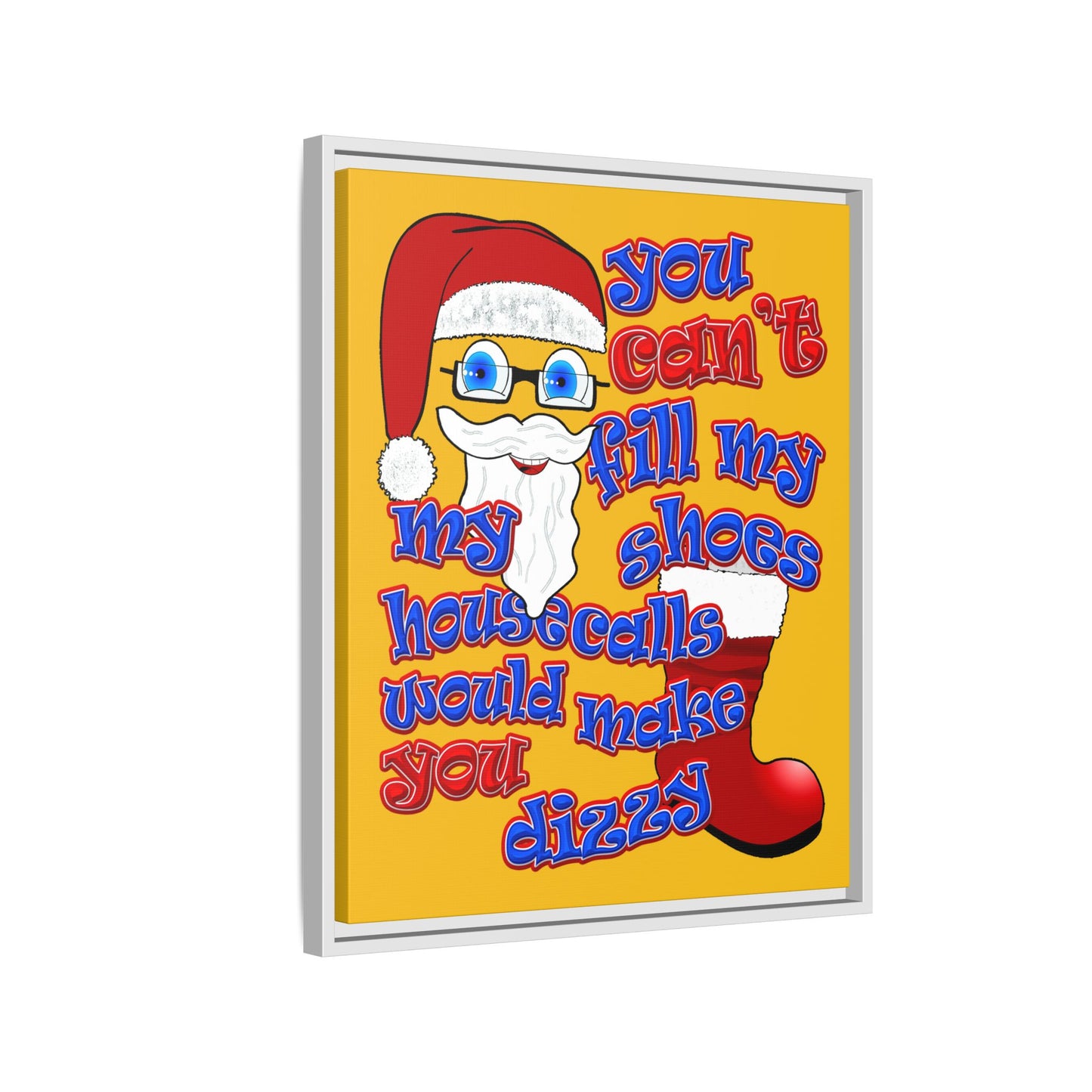 santa's shoes - framed canvas art (yellow)