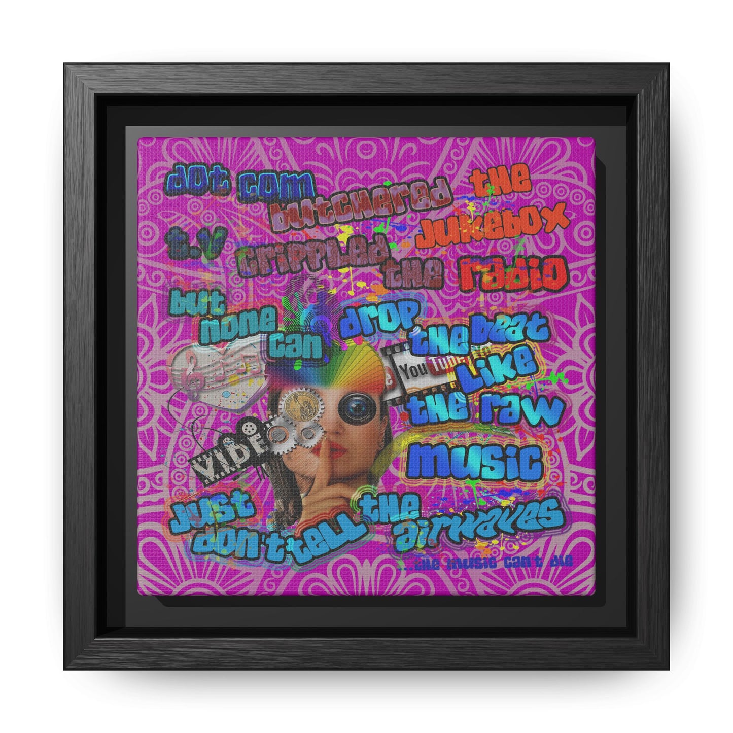 drop the beat - framed canvas art (pink swirl)