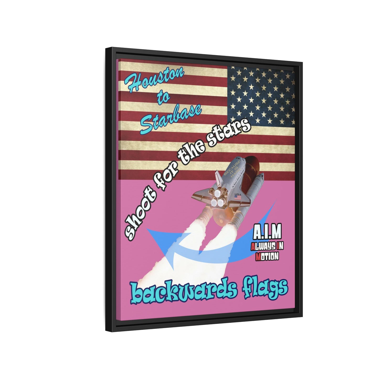 shoot for the stars - framed canvas art (light pink)