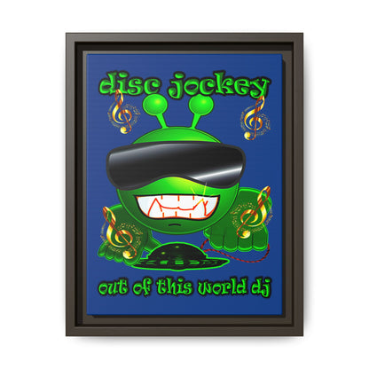 disc jockey - framed canvas art (dark blue)