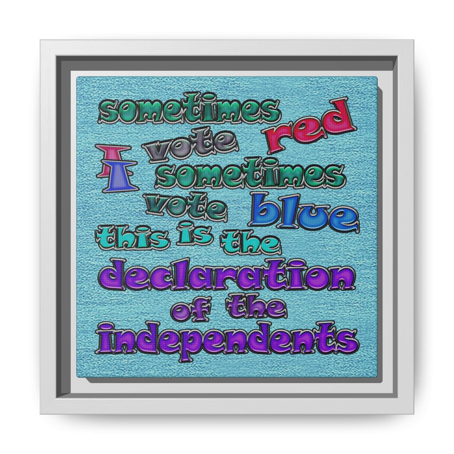declaration of the independents - framed canvas art (faded blue)