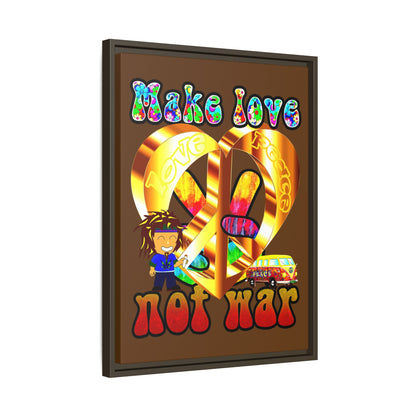 love peace - framed canvas art (brown)