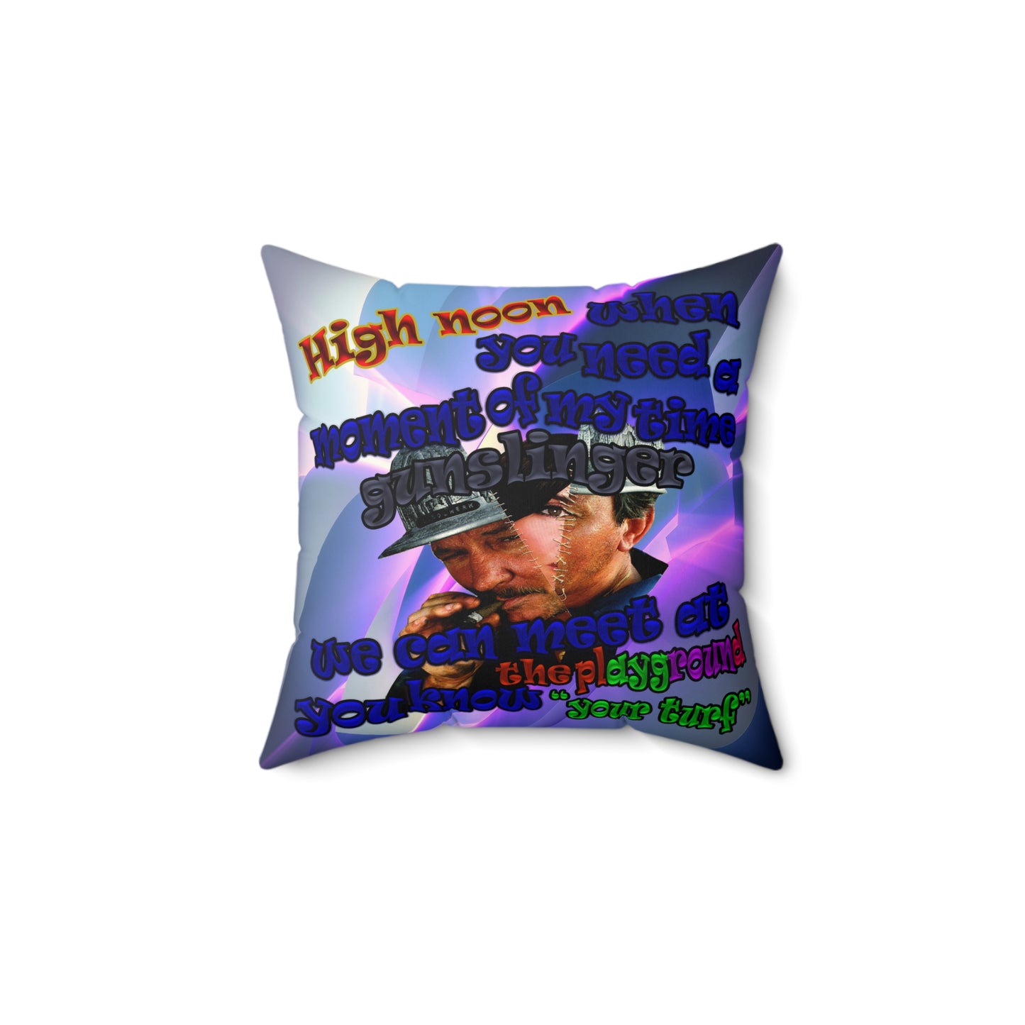 high noon - Faux Suede Square Pillow - (grey-pink wave)