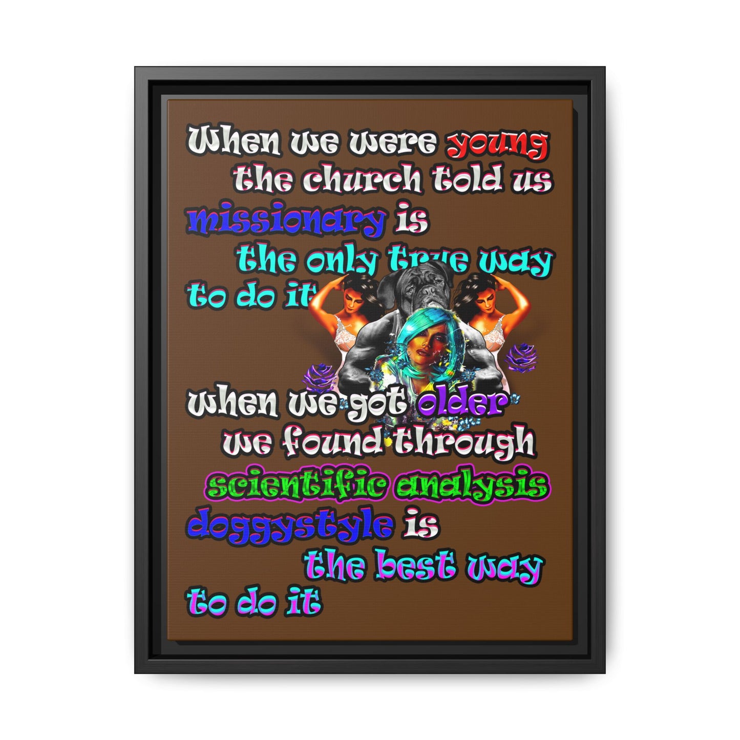 doggystyle - framed canvas art (brown)