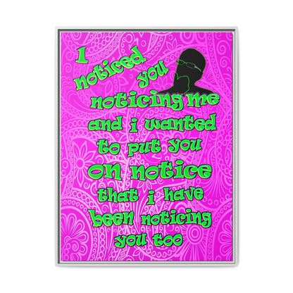 noticed you noticing - framed canvas art (pink swirl)