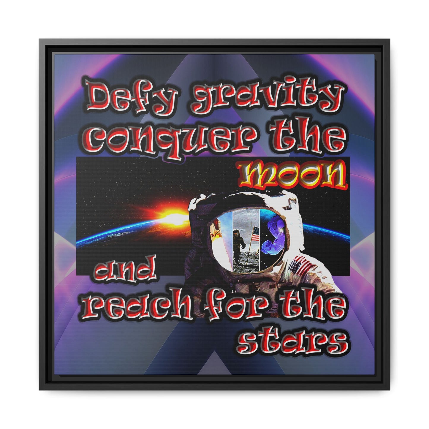 defy conquer reach - framed canvas art (grey-pink wave)