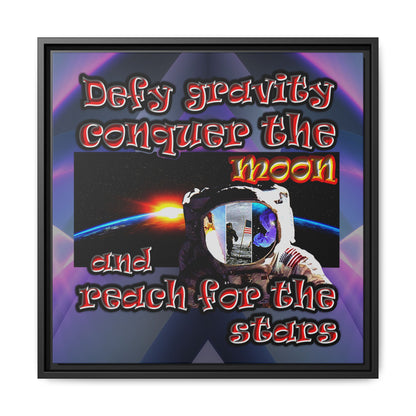 defy conquer reach - framed canvas art (grey-pink wave)