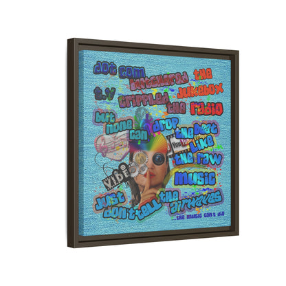 drop the beat - framed canvas art (faded blue)