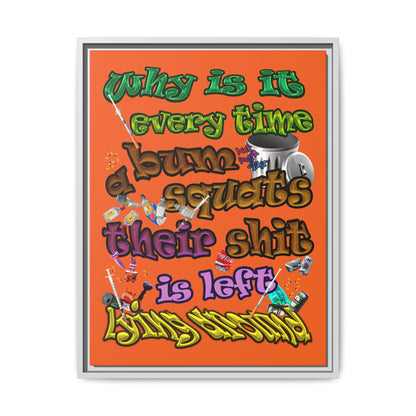 the bum's shit - framed canvas art (orange)