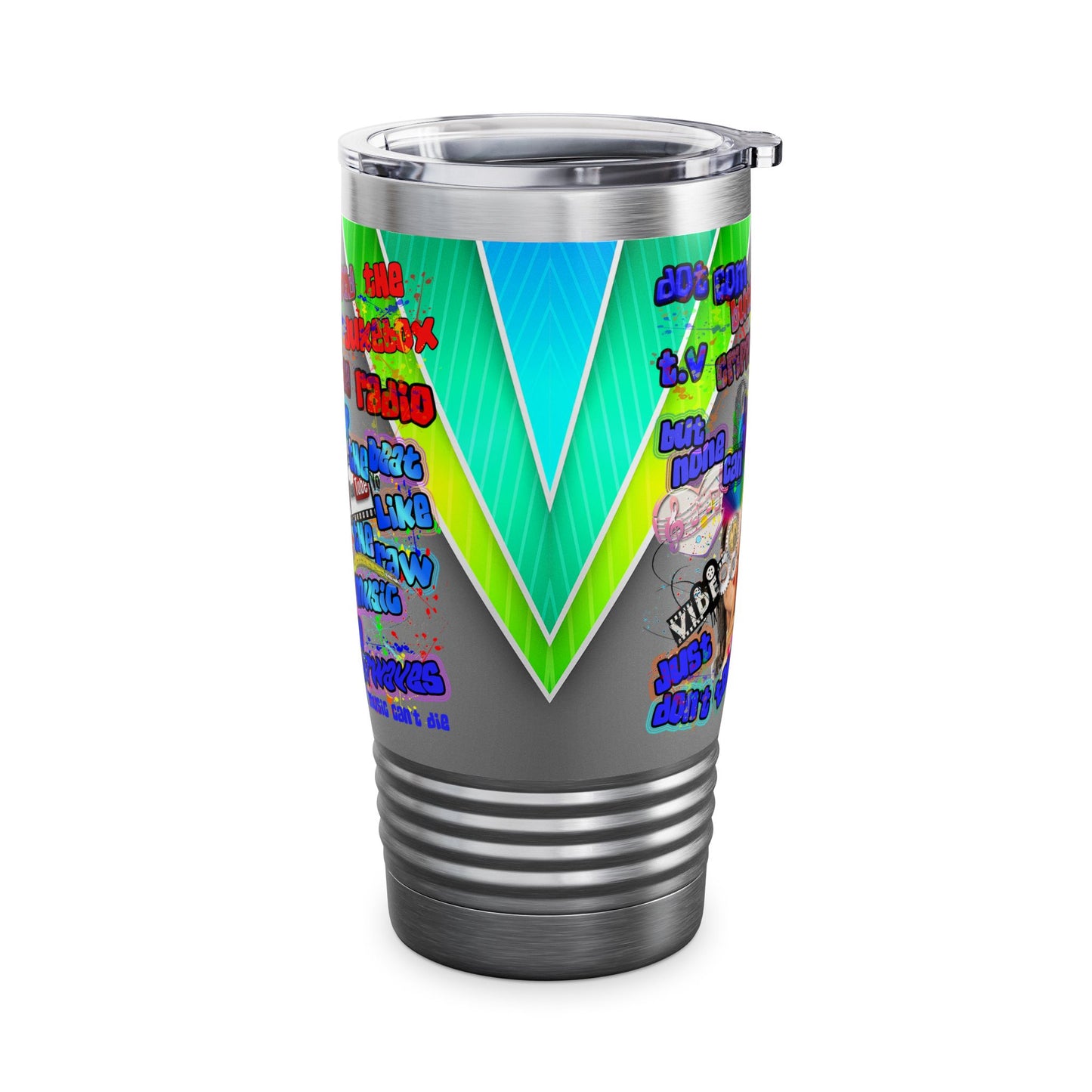 drop the beat - Ringneck Tumbler, 20oz  (rainbow split)