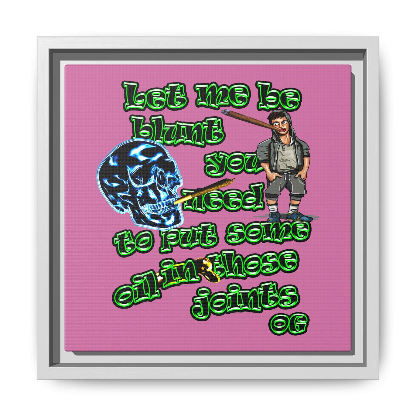 og - framed canvas art (light pink)
