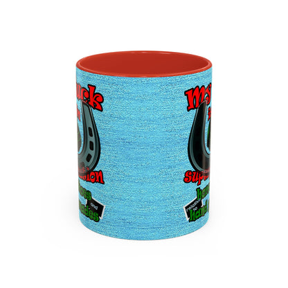 my luck - Accent Mug (faded dark blue)