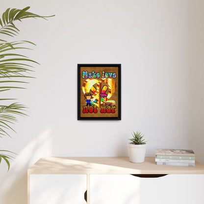 love peace - framed canvas art (brown papyrus)