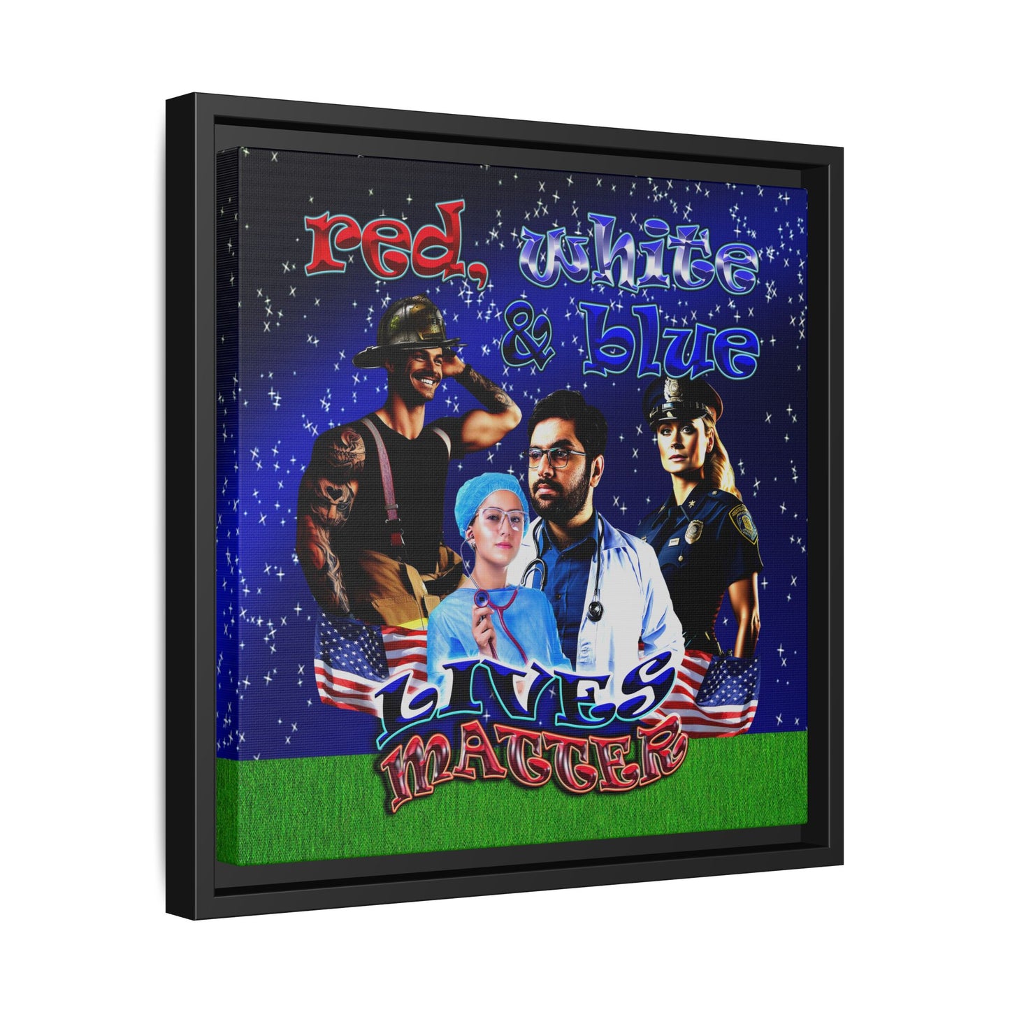 rw&b lives matter - framed canvas art ('snoops' background)