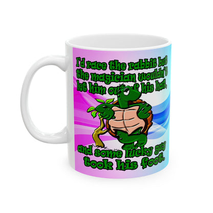 turtle race - White Mug (light blue-pink wave)