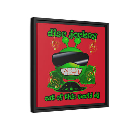 disc jockey - framed canvas art (dark red)