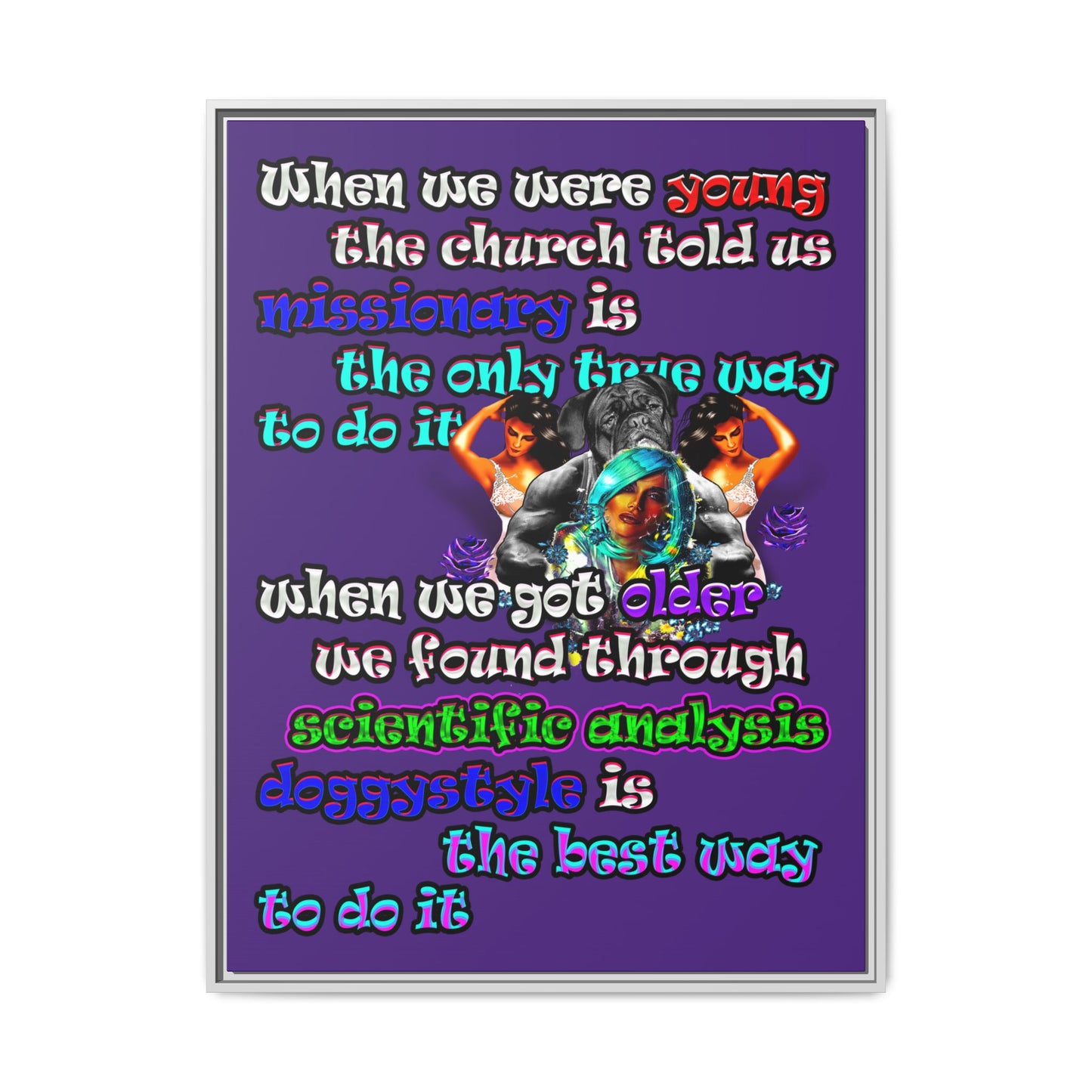 doggystyle - framed canvas art (purple)