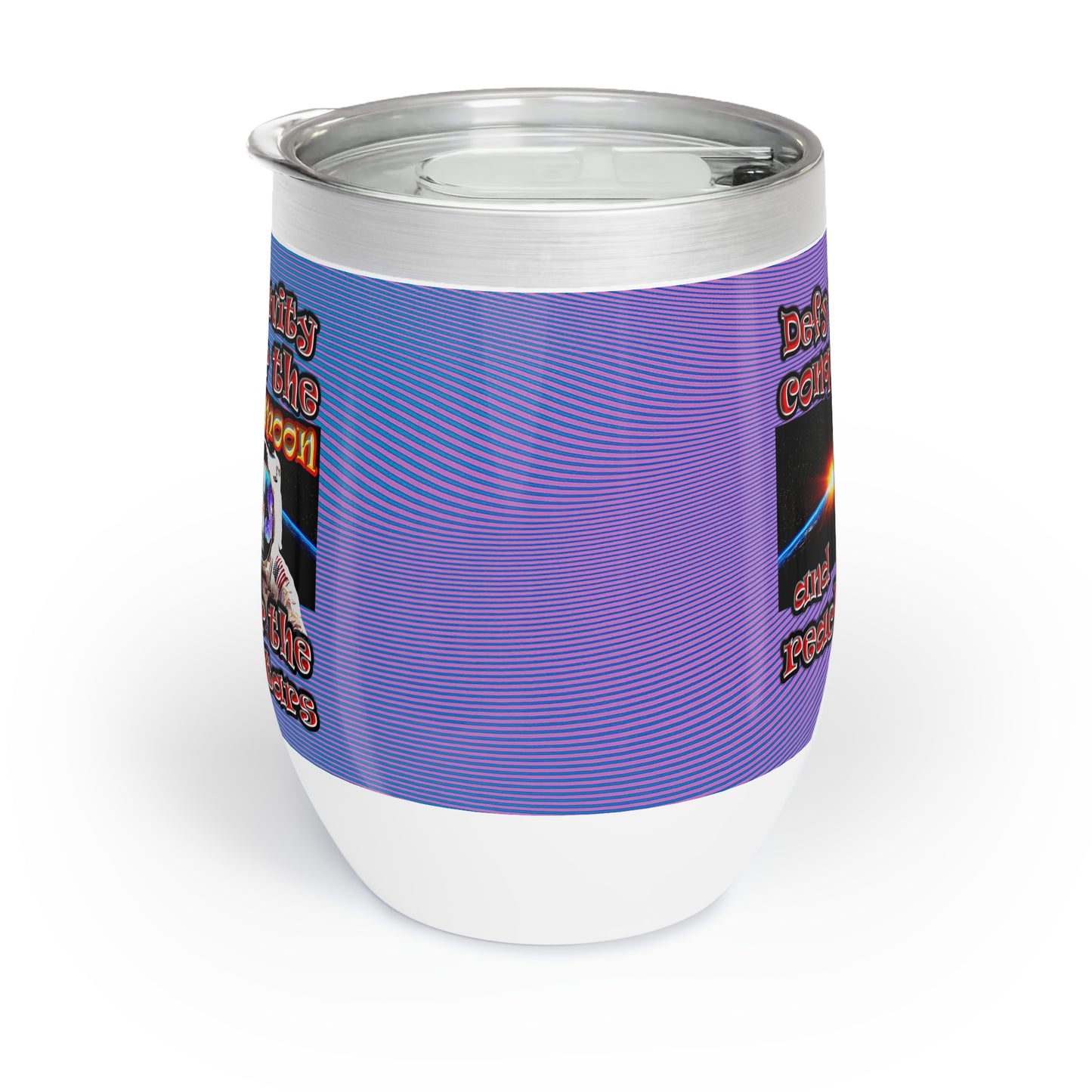 defy conquer reach - Chill Wine Tumbler (light blue-purple wave)