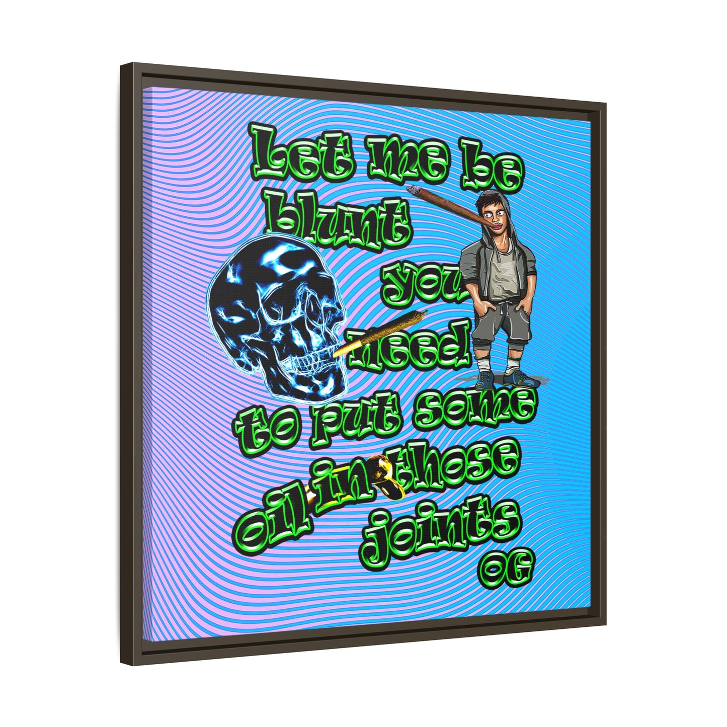 og - framed canvas art (light blue-purple wave)