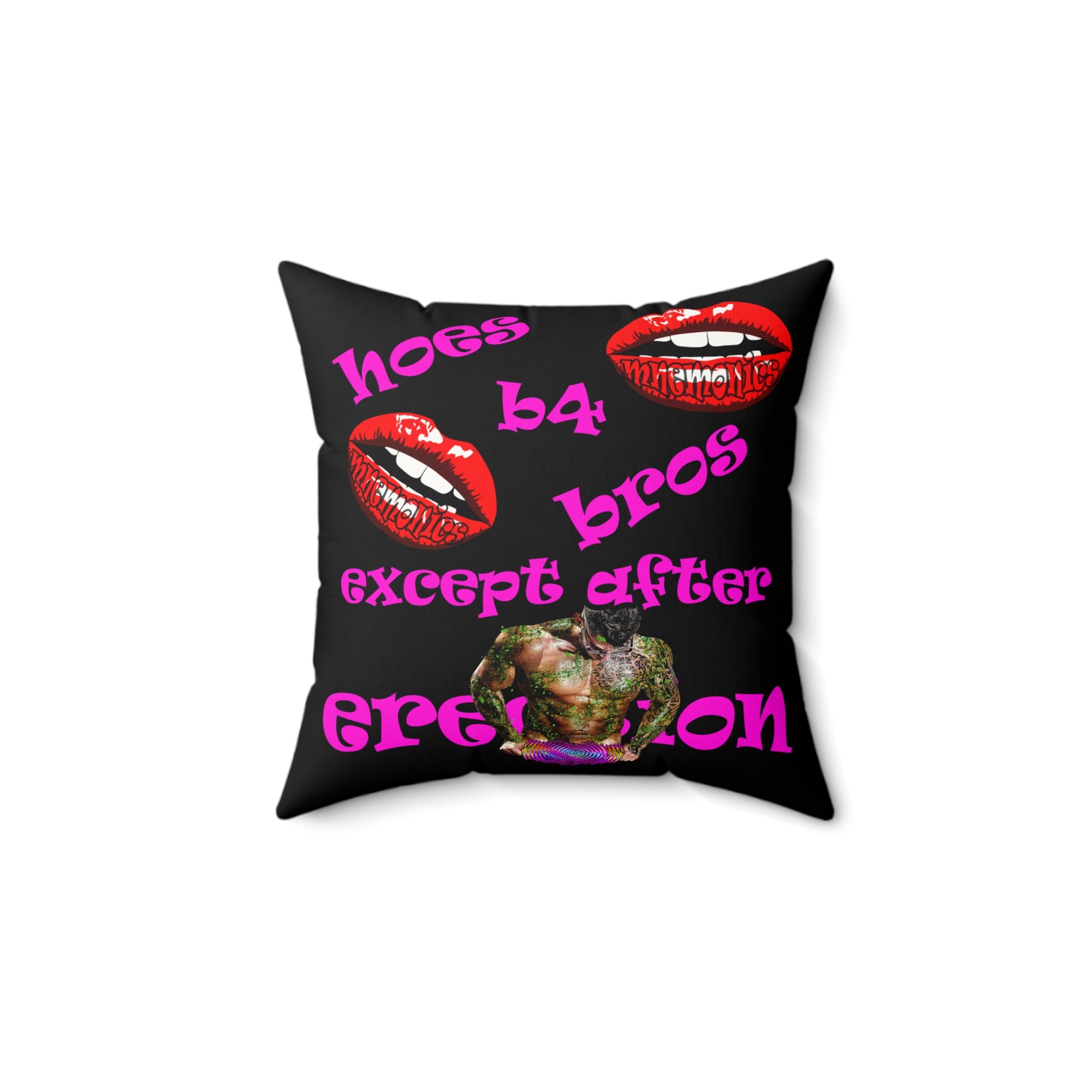 hoes b4 bros - Faux Suede Square Pillow - (black)