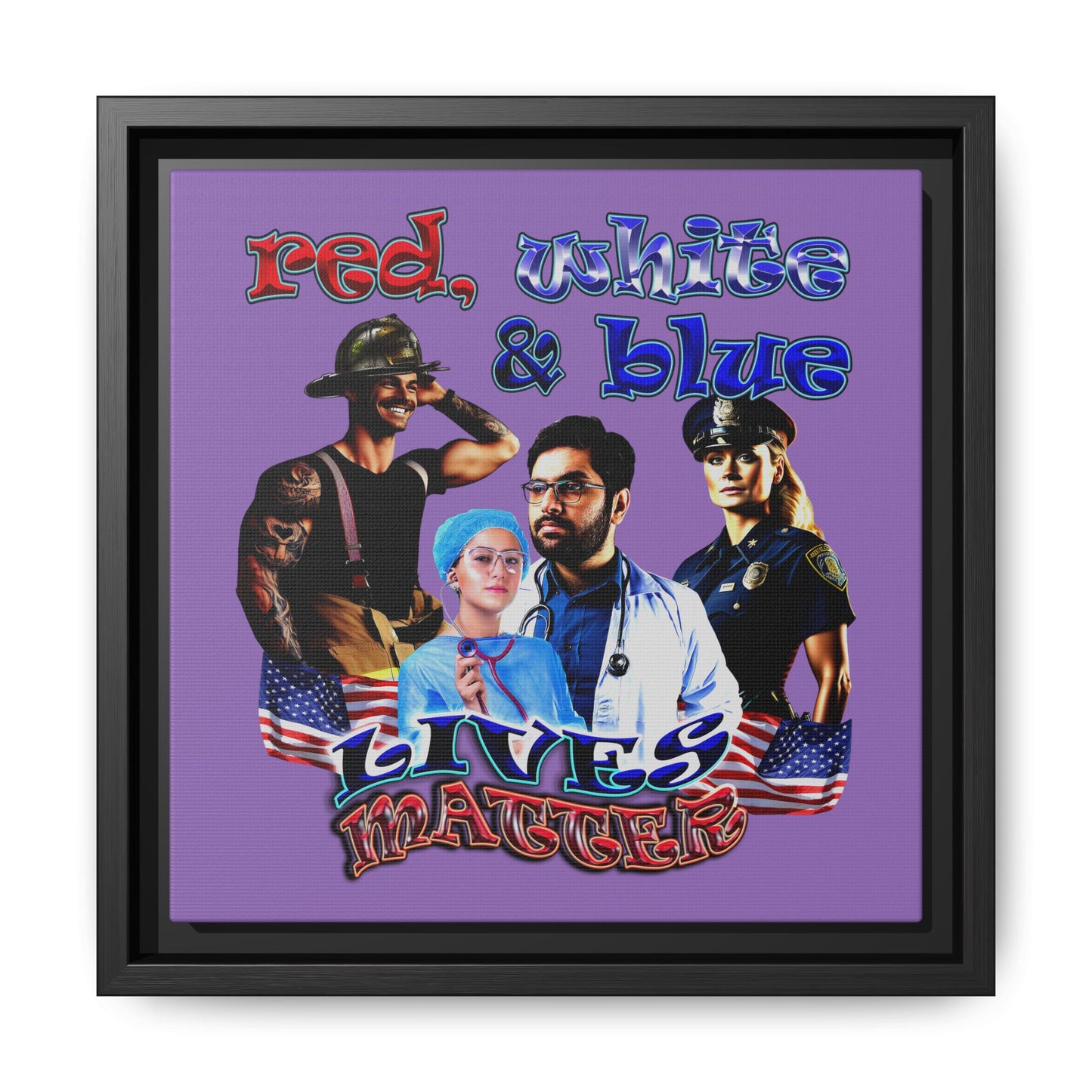 rw&b lives matter - framed canvas art (light purple)