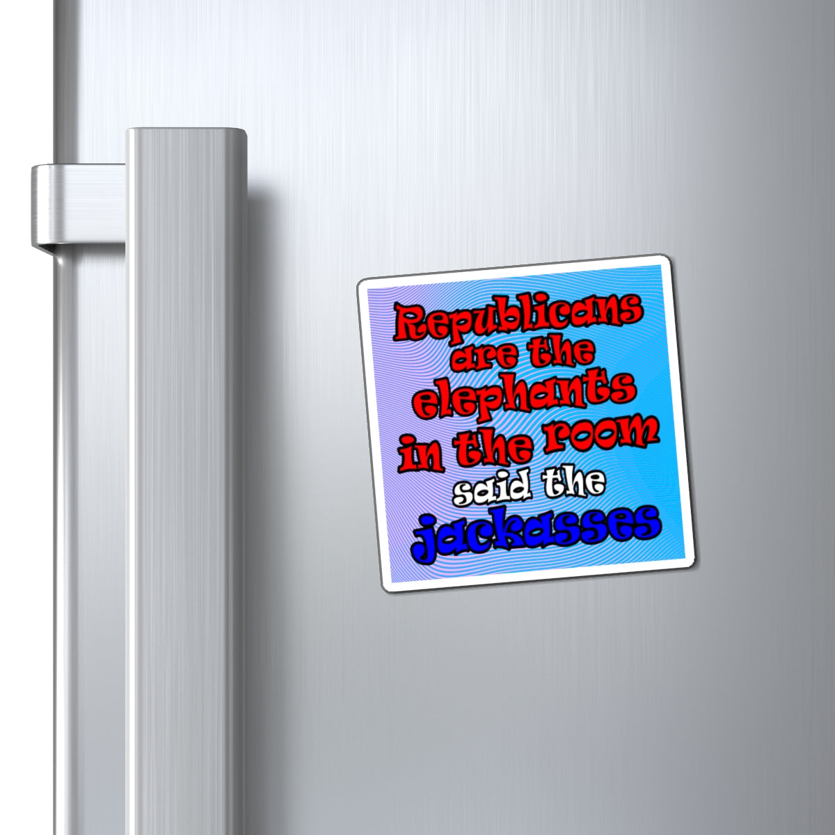 donkeys and elephants - Magnets - (light blue-purple wave)