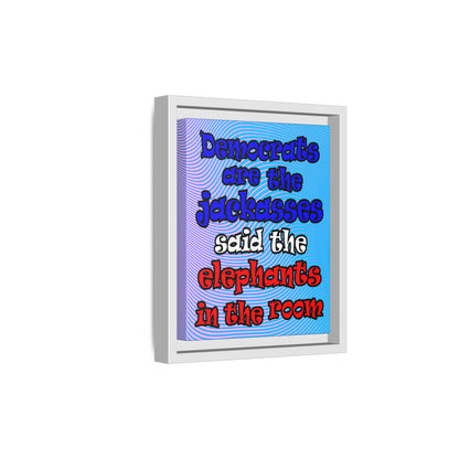 donkeys and elephants - framed canvas art (light blue-purple wave)