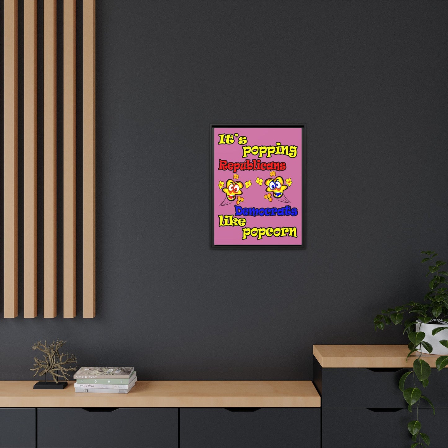popping like popcorn - framed canvas art (light pink)