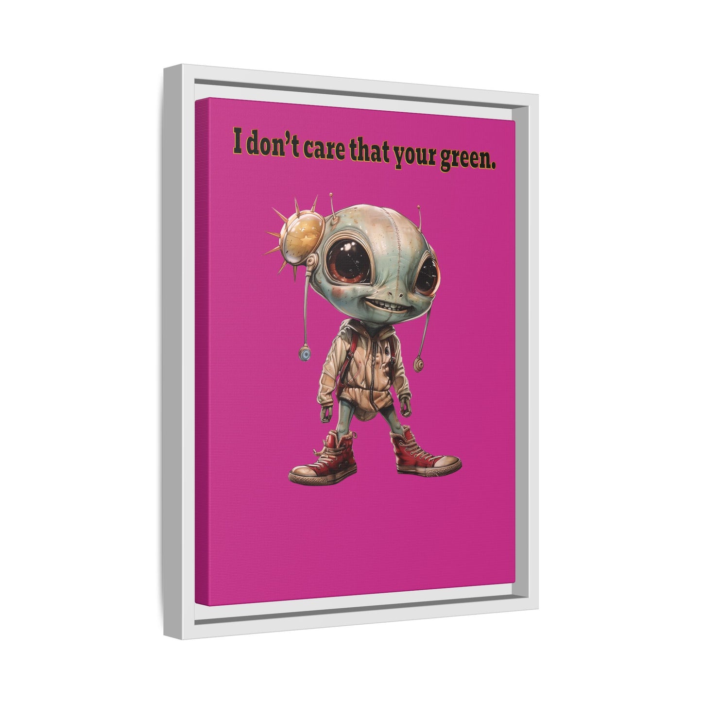 I don't care that your green - framed canvas art (pink)