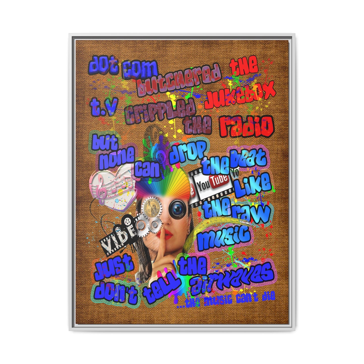drop the beat - framed canvas art (brown papyrus)