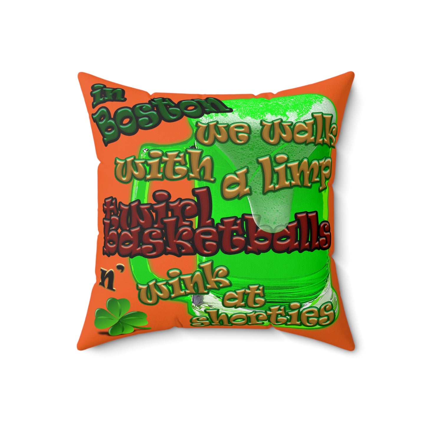 celtics logo - Spun Polyester Square Pillow - (orange)