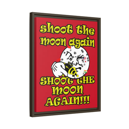 shoot the moon again - framed canvas art (dark red)