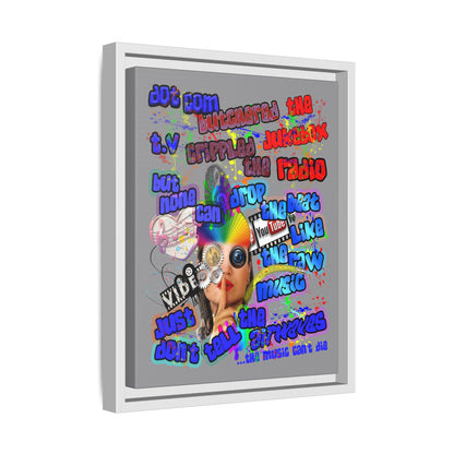 drop the beat - framed canvas art (grey)