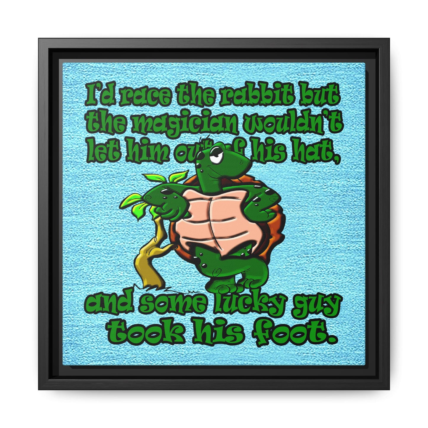 turtle race - framed canvas art (faded blue)