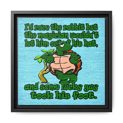 turtle race - framed canvas art (faded blue)