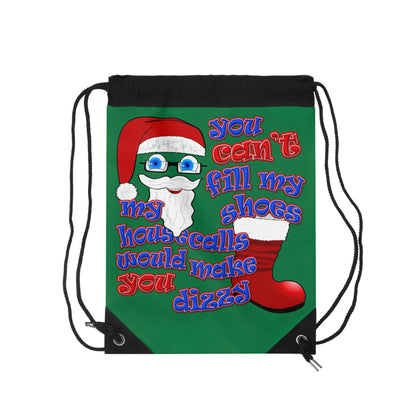 santa's shoes - Drawstring Bag (dark green)