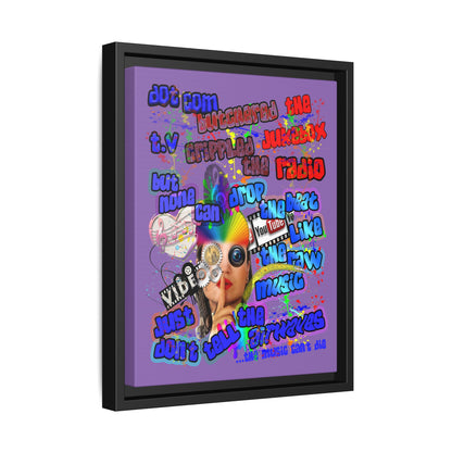 drop the beat - framed canvas art (light purple)