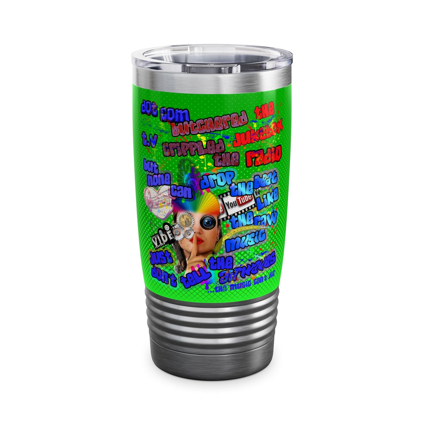 drop the beat - Ringneck Tumbler, 20oz  (logo green)