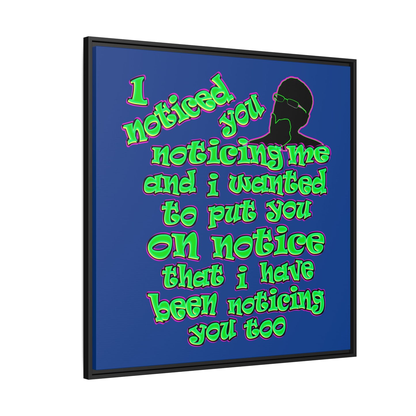noticed you noticing - framed canvas art (dark blue)