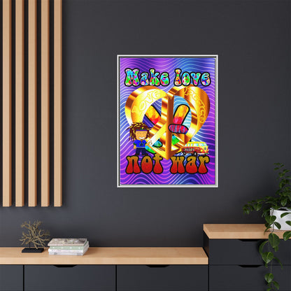 love peace - framed canvas art (purple wave)