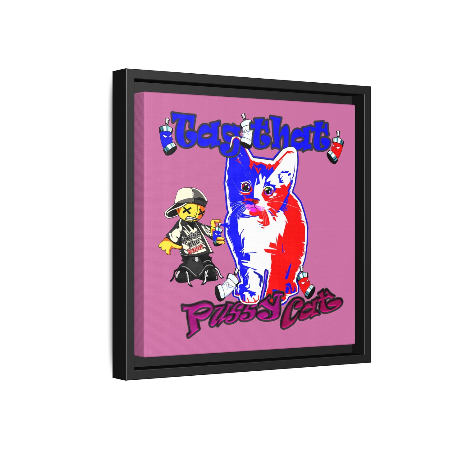 tag that - framed canvas art (light pink)
