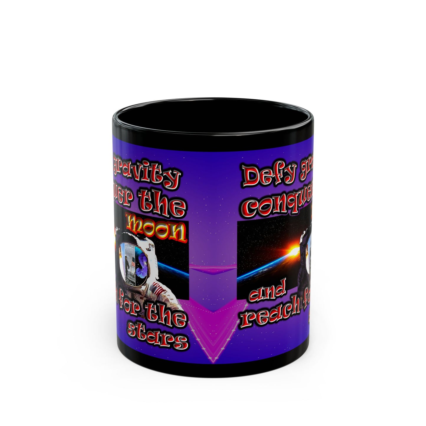 defy conquer reach - Black Mug (purple-pink wave)