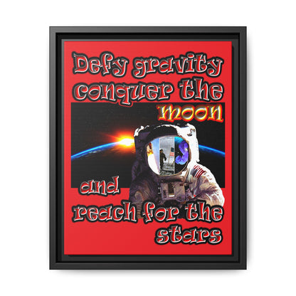 defy conquer reach - framed canvas art (red)